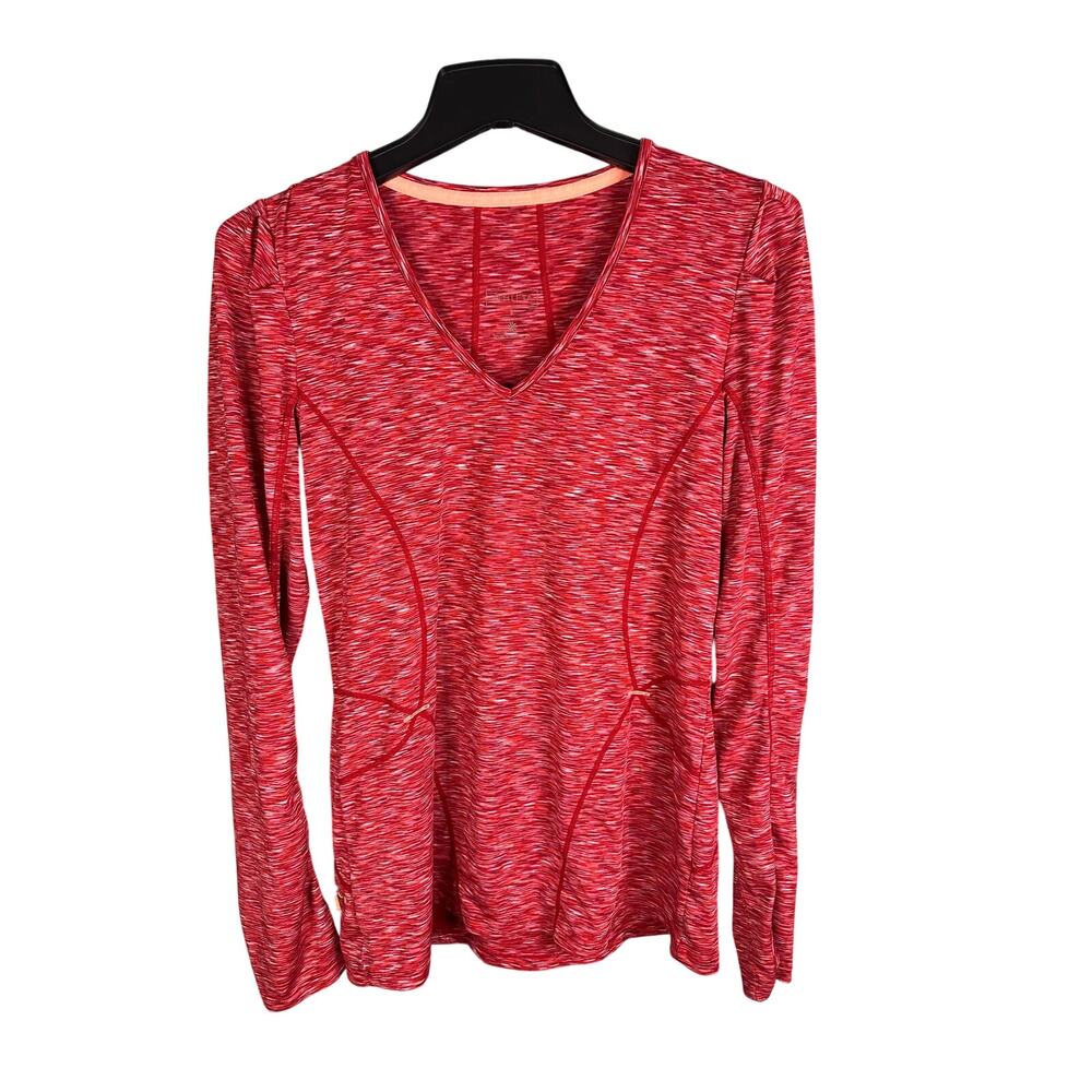 Athleta Women's Marled Printed Pacifica UPF V neck Striped Pullover Medium